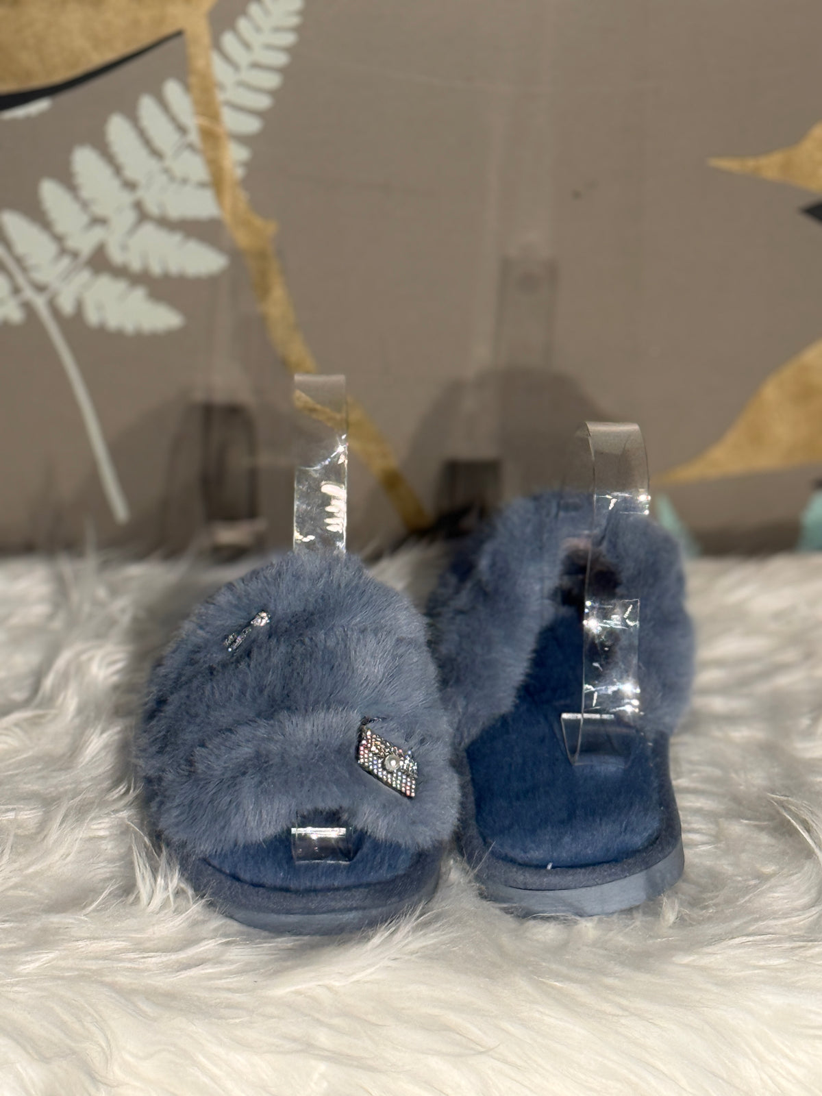Ciabatte pelo raso azzurro