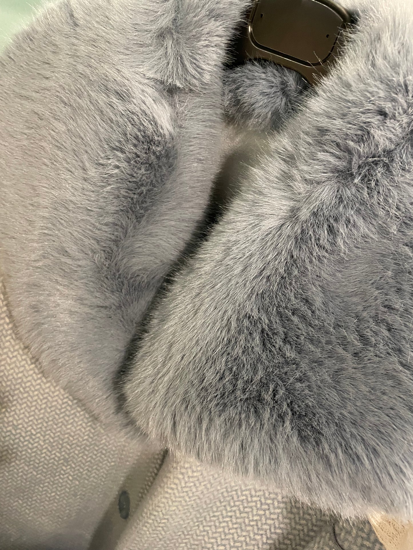 Giacca azzurra con pelo