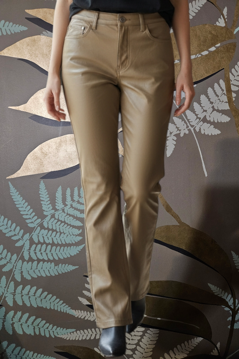 Pantalone cinzato zampa color tortora