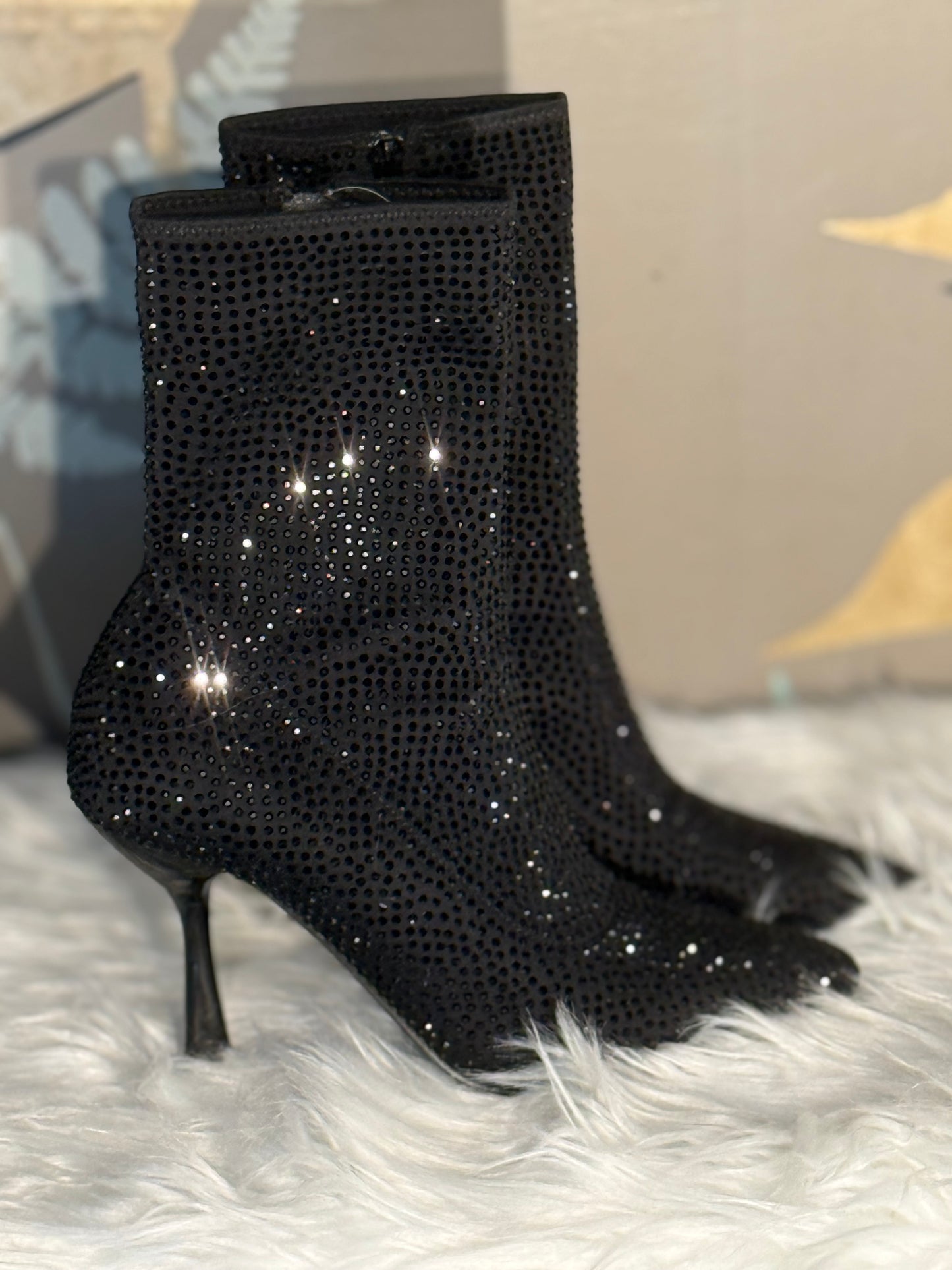 Tronchetto con tacco brillantini
