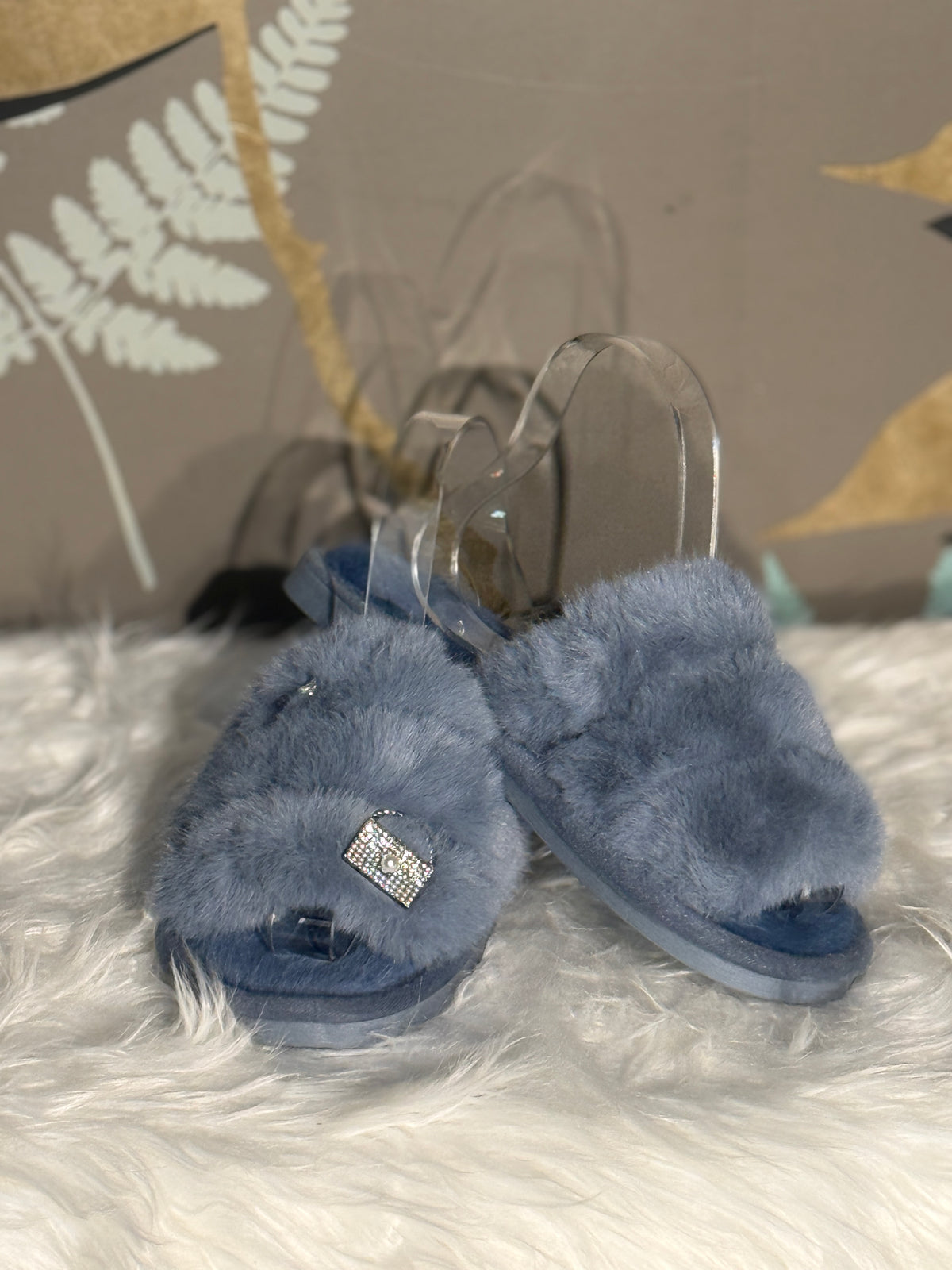 Ciabatta pelo raso azzurro