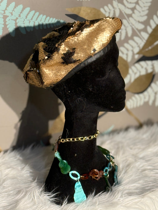 Basco con paillettes black/gold