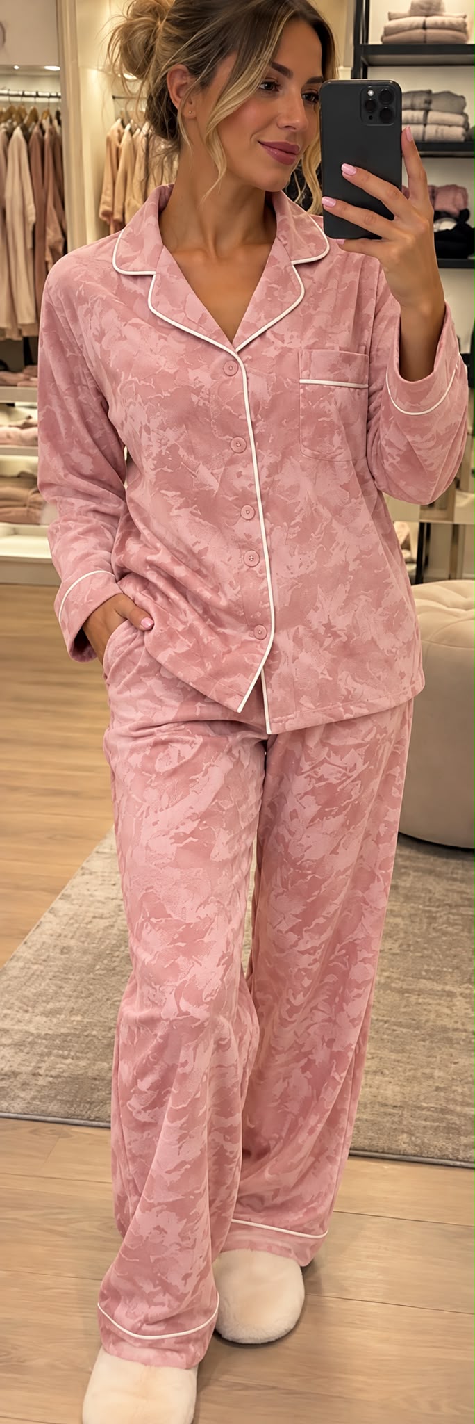 Pigiama ciniglia rosa